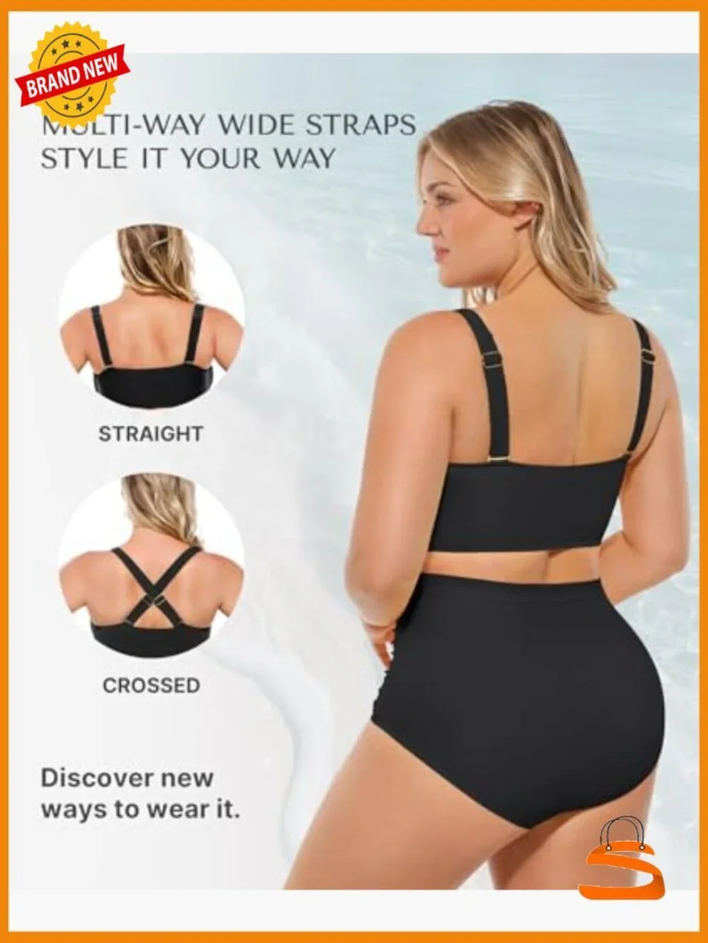 High Waisted Tummy Control Bikini Set with Twist Front and Racerback
